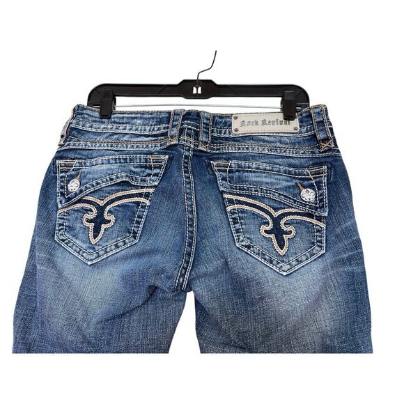Rock Revival Capri Jeans Womens Size 29 Embroidered Distressed - Picture 8 of 14